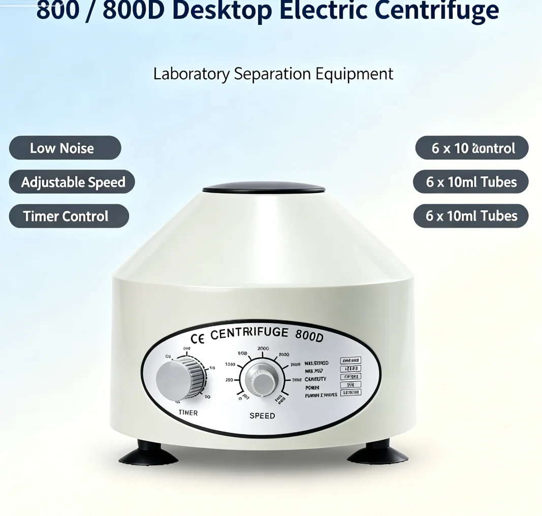800/800D Desktop Laboratory Centrifuge Machine Adjustable Timing Speed Electric Low Speed Centrifugal Separator 6 Tube 10ml Lab