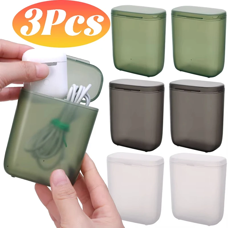 صندوق تخزين كابل بيانات سطح المكتب مقاوم للغبار مع غطاء صندوق شاحن الهاتف المحمول صندوق حاوية سلك كابل شفاف صناديق كابل USB