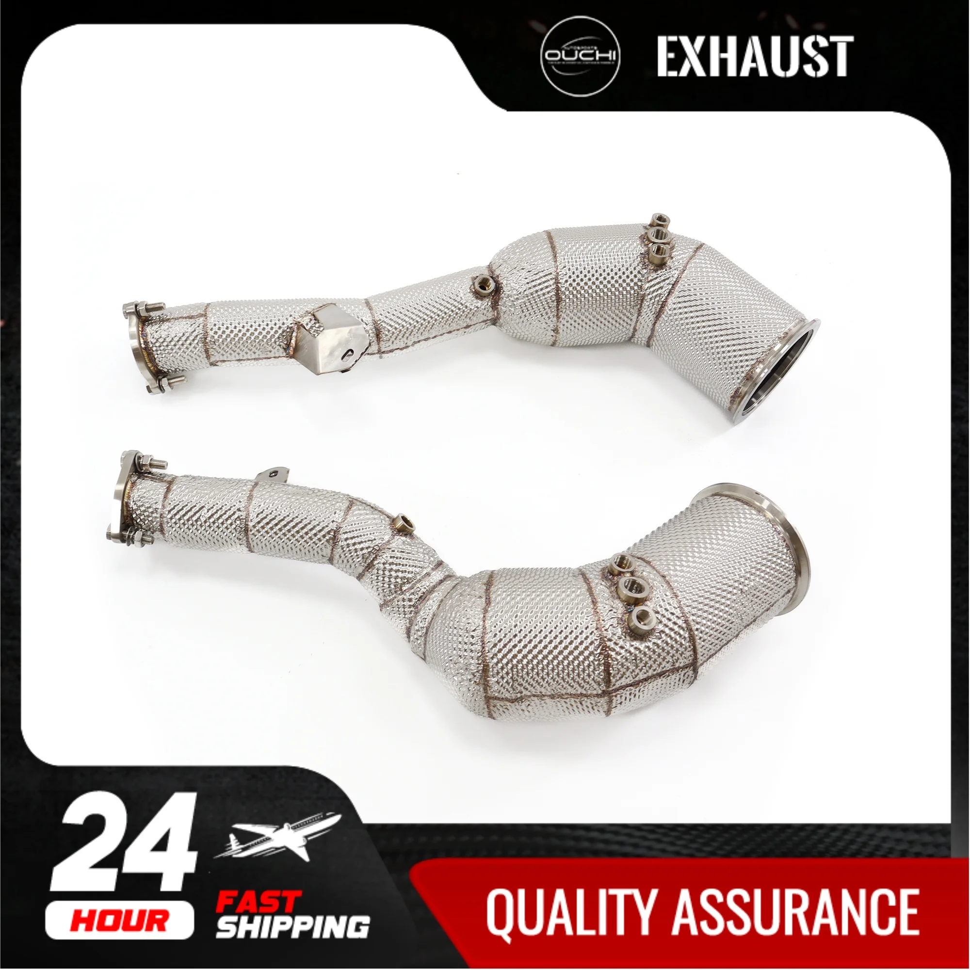 Fast shipping in 24 hours downpipe for Audi S6 S7 C8 OUCHI with OPF Stainless steel exhaust system With heat shield with cat