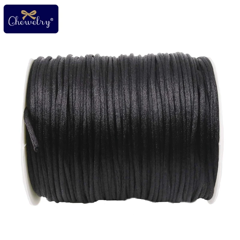 Lassen Sie uns 1pc 1mm 80m Satin Seide Seil Nylons chnur bunte Baby Beißring Zubehör Beiß kette Halskette Rattail Schnur DIY Werkzeug Spielzeug machen – Detail 17