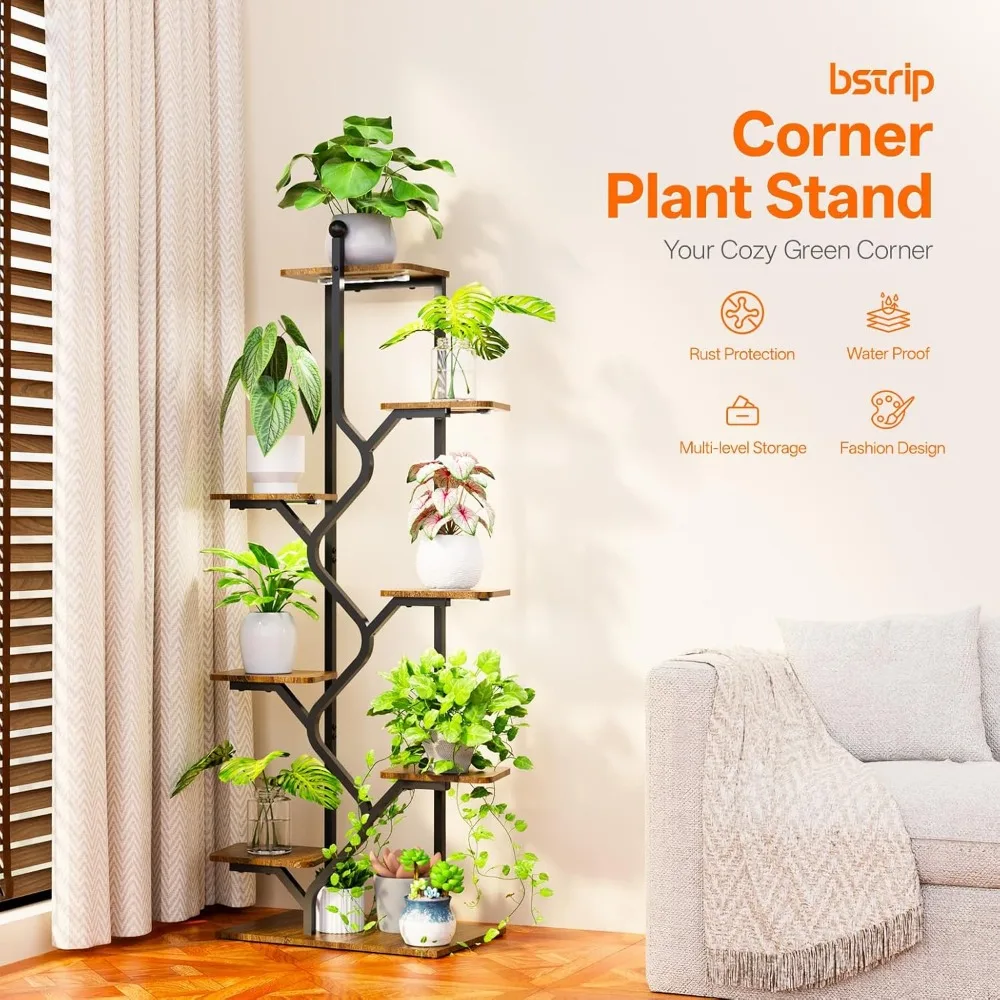 حامل نباتي داخلي مكون من 8 طبقات مع ضوء للنمو، رف مقاوم للصدأ مقاس 57 بوصة لغرفة المعيشة والفناء #2