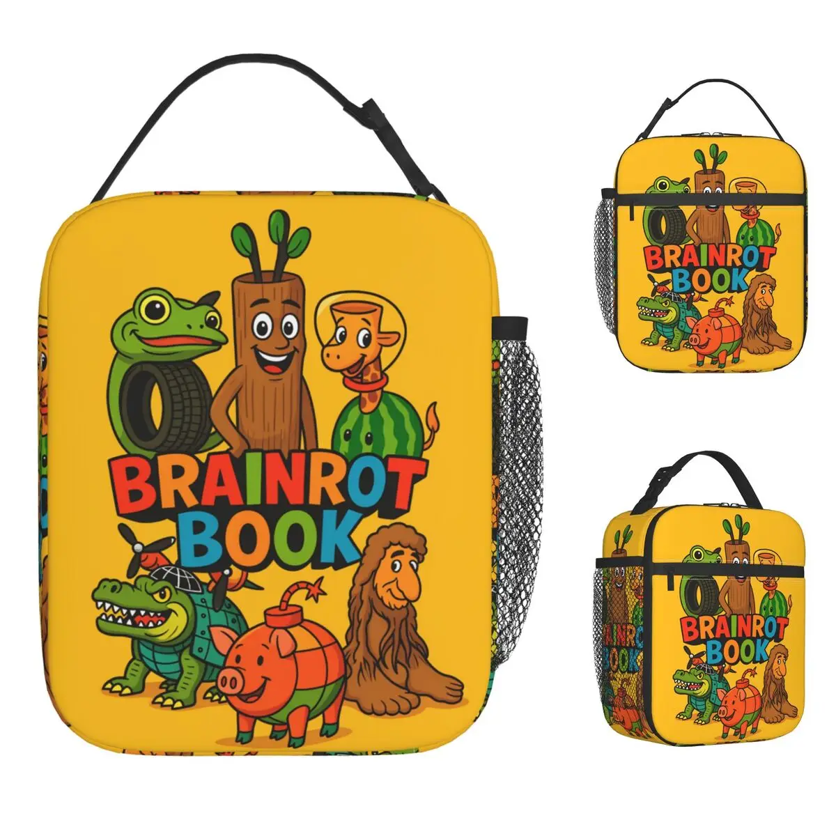 Italian Brainrot Meme Lunch Bag Portable Lunch Box Unisex Travel Print Cooler Bag Funny Waterproof Thermal Tote Handbags