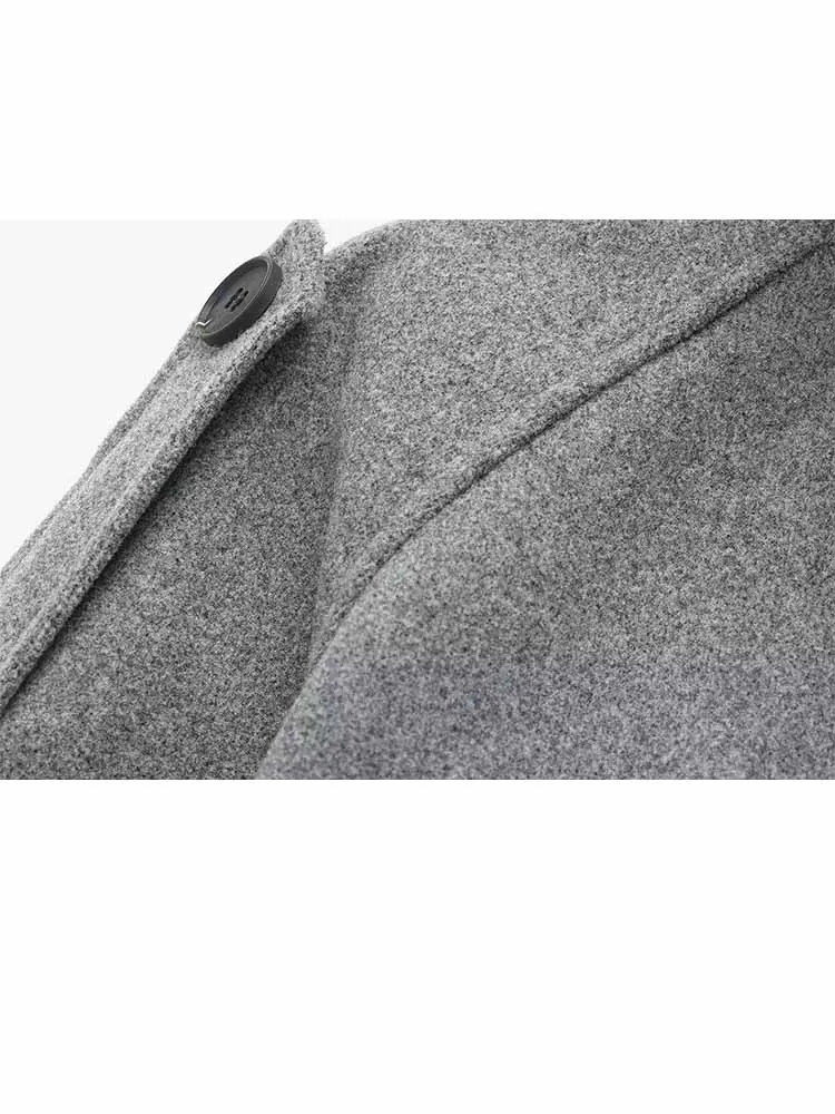 HH 女性冬のファッションハイカラー長袖ダブルブレストベルトショートコートジャケット女性カジュアル多用途通勤ジャケット