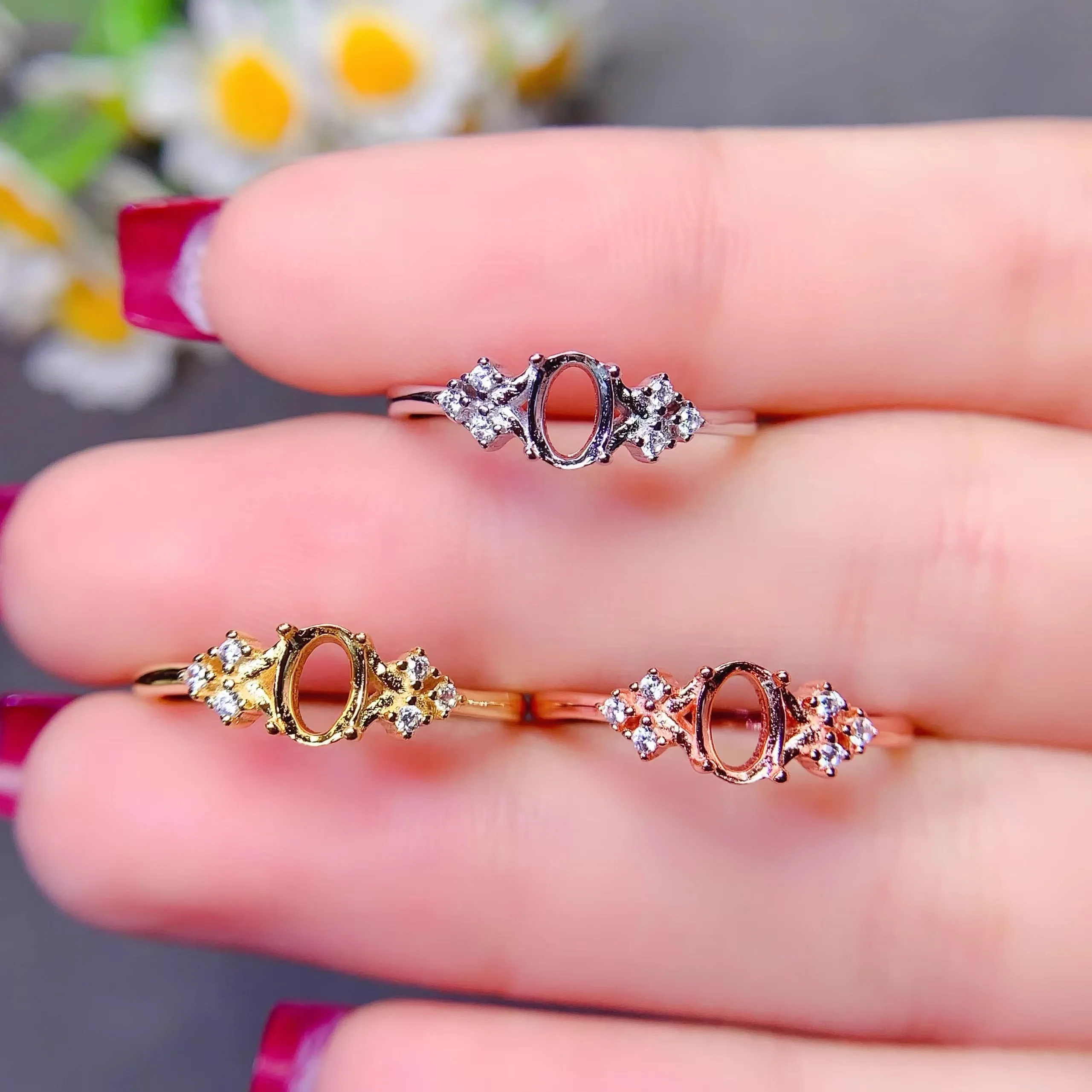 Setting 4*6/5*7mm Ellipse Stone S925 Sterling Silver Empty Holder DIY Ring Fine Charm Weddings Jewelry Simple Design for Woman