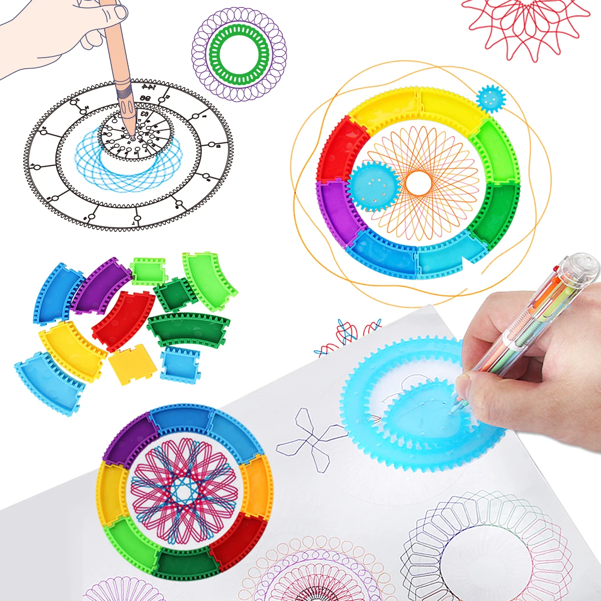 مجموعة رسم فنية حلزونية سبيروغراف للأطفال، مجموعة فنية للرسم بأشكال ممتعة، ألعاب بتصميم كلاسيكي، مساطر رسم مع كتاب #5