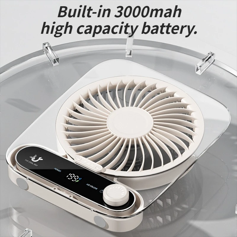 مروحة سطح المكتب الصامتة USB 2025 - رفيعة للغاية مع شاشة رقمية وإضاءة ليلية للمكتب والمنزل والسكن