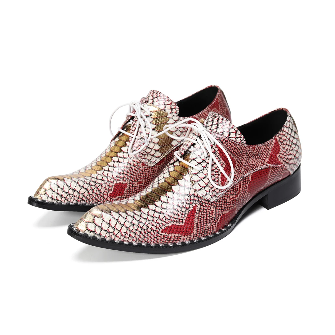 

Unique Streetwear Punk Style Footwear Snake Print Pointed Toe Oxford Shoes Block Heel Retro Gothic Style Casual Party Footwear