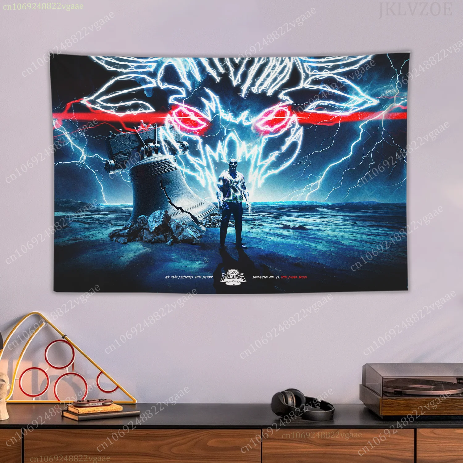 W-WWE The Rock نسيج الملصقات جدار المفروشات لغرفة النوم الديكور الجمالية Tapices العلم المصارعة المشجعين الملاكمة العلم #2