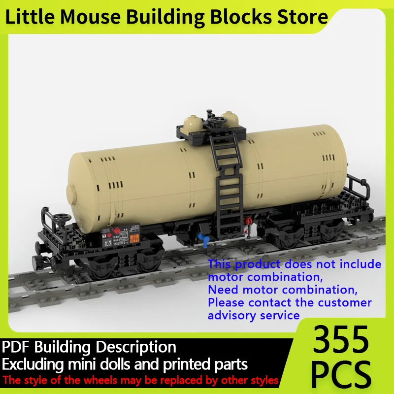 

City Car Model MOC Building Bricks Tank Wagon 4-Axles Train Modular Technology Gifts Holiday Assemble Children Toys Suit
