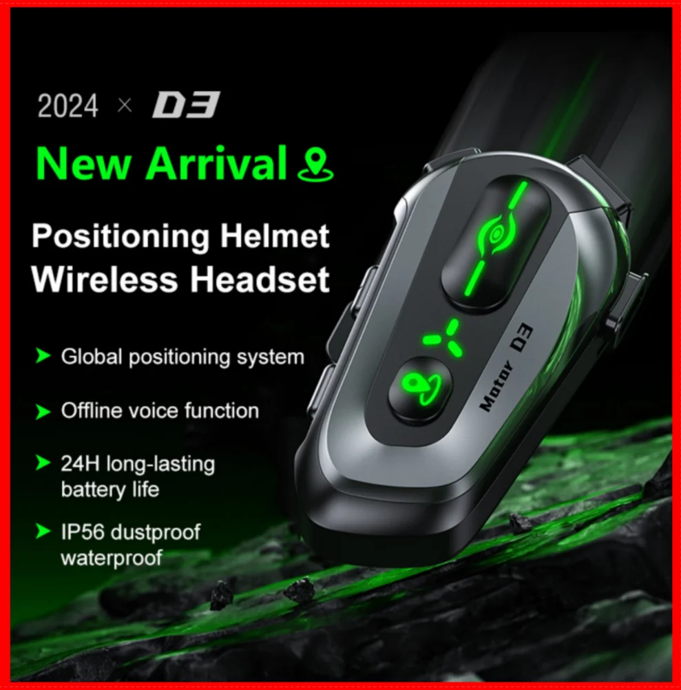 D3 Motorcycle Helmet Bluetooth Headset Global Positioning Noise Reduction Intelligent Voice Answering  Highly Waterproof Headset