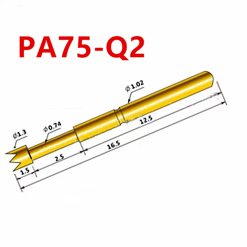 100PCS/pack Gold-plated PA75-Q2 Four-claw Plum Head Outer Diameter 1.02mm Length 16.5mm For PCB Pogo Pin