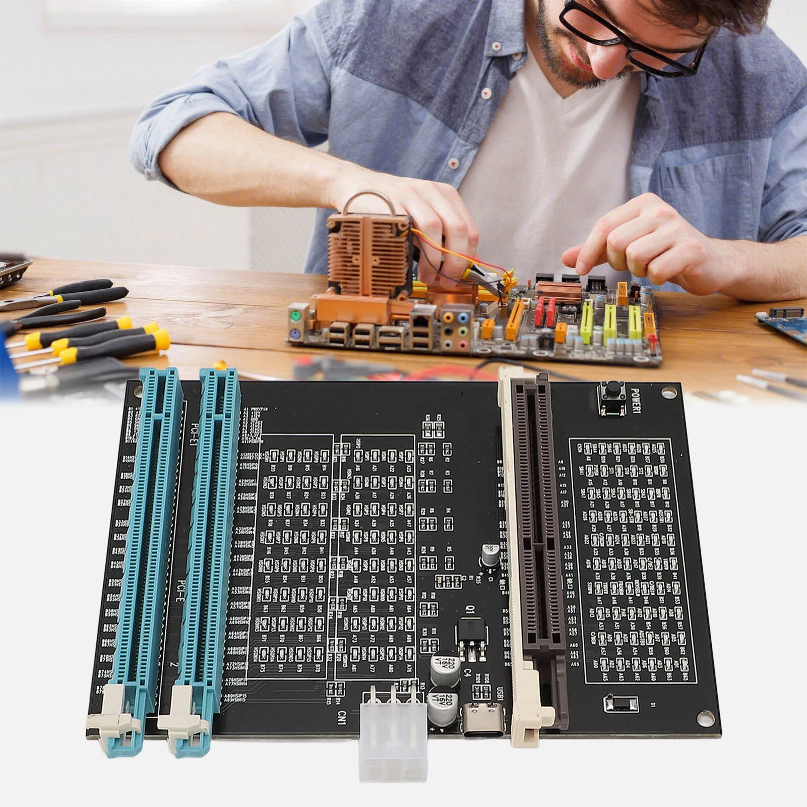 Тестер видеокарты с подсветкой AGP PCI-E Дисплей двойного назначения Тестер видеокарты Тестер видеокарты Диагностический инструмент