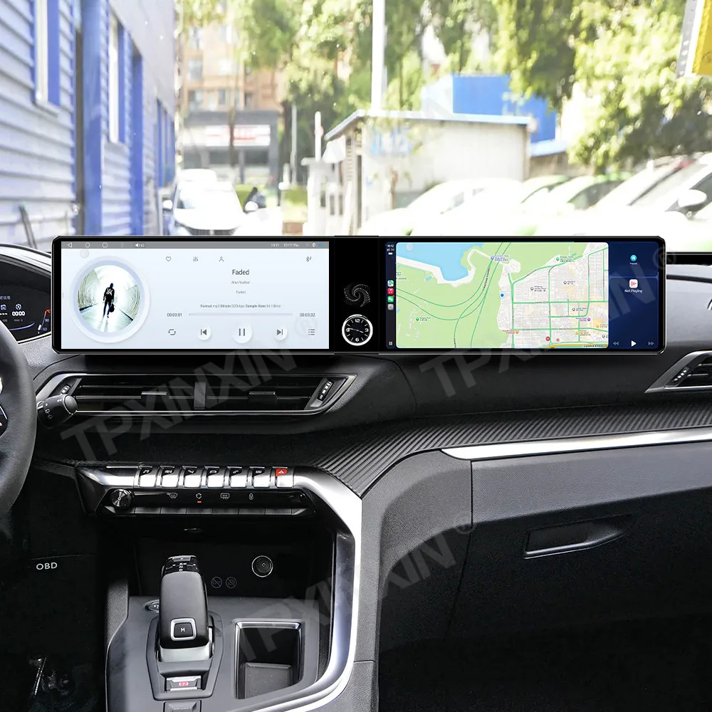 

12.3'' Двухэкранный автомобильный радиоприемник для Peugeot 4008 5008 2017-2021, мультимедийный видеоплеер, стереосистема, GPS-навигация, CarPlay, 4G