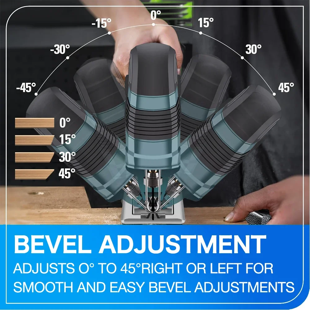 12V Cordless Electric Jigsaw Jig Saw Electrical Saw for Woodworking Portable Multi-Function Woodworking Power Tool with Battery