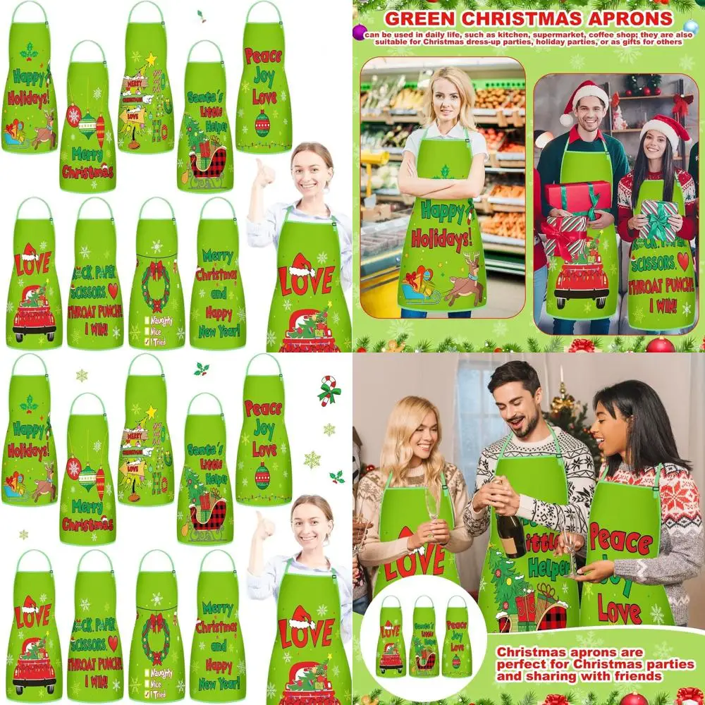 

Набор из 9 рождественских праздничных кухонных фартуков для взрослых с регулируемыми ремнями — праздничные кухонные фартуки для зимних вечеринок