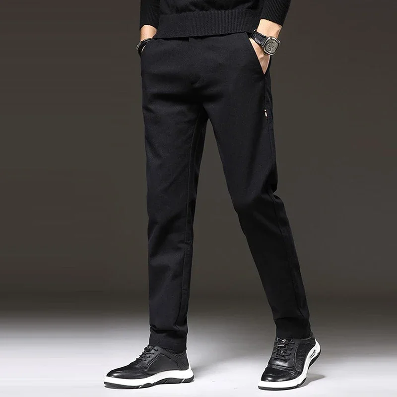 

2025 New Men Autumn Winter Business Casual Pants Male Straight Narrow Leg Elastic Trousers Comfortable Daily Commute Pants