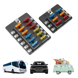 Fuse Box Holder 32V 100A For Auto Car Boat Marine Plastic Cover 6 Ways 12 Ways Blade Fuse Block M5 Stud With LED Indicator Light
