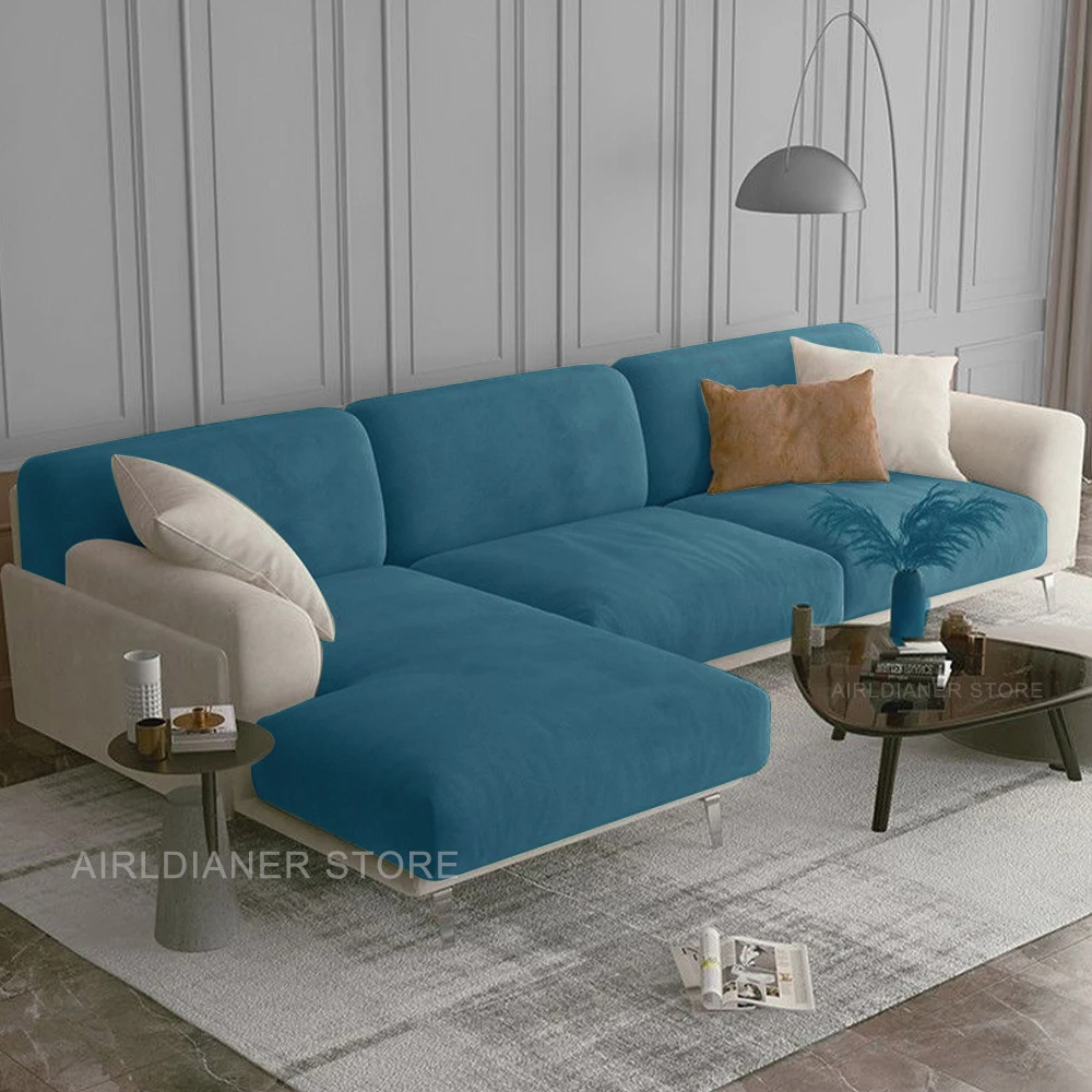 Velvet Soft Sofa Covers Solid Colors Stretchy Sofa Sectional Covers for Living Room Washable Seat Cushion Case Home Decor