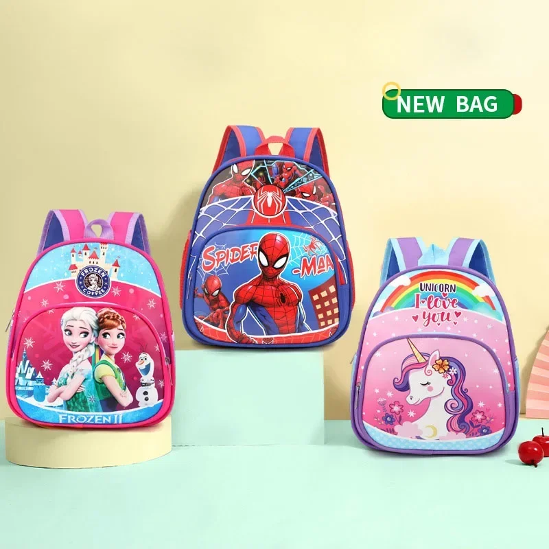 New Princess Elsa Spiderman Breathable Backpack 3-5Y Student School Bags Princess Sofia Kids Cute Cartoon Girls Gift