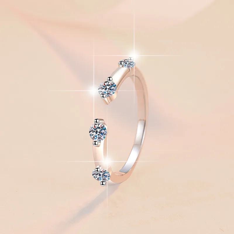 Women's PT950 Platinum 0.8Ct Moissanite Open Ring - Women's exclusive, premium texture, daily luxury essential