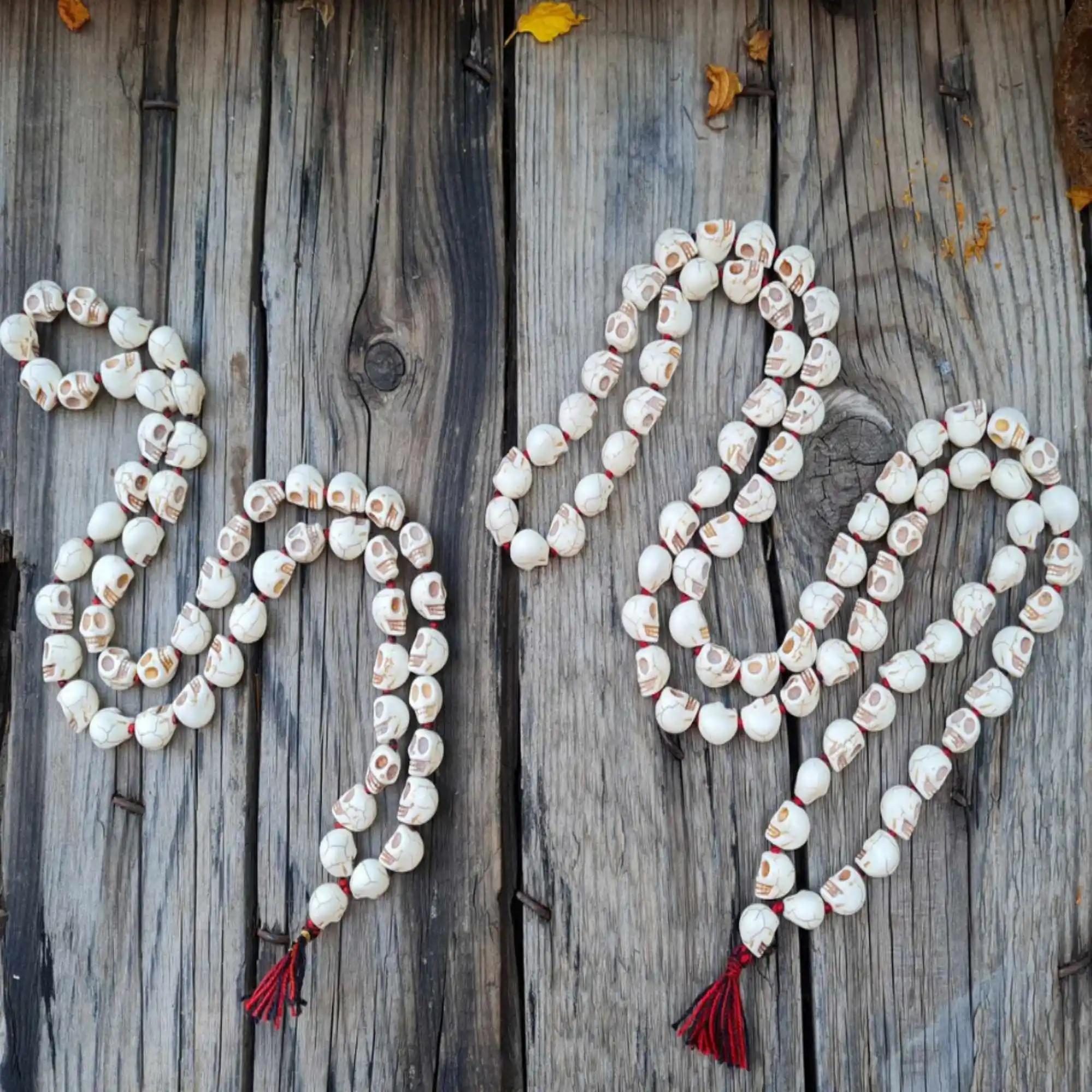 Natural white Skull Mala Protection Prayer Beads Necklace Calming Mental Fancy Buddhism Diy Energy Emotional Yoga Glowing Gift