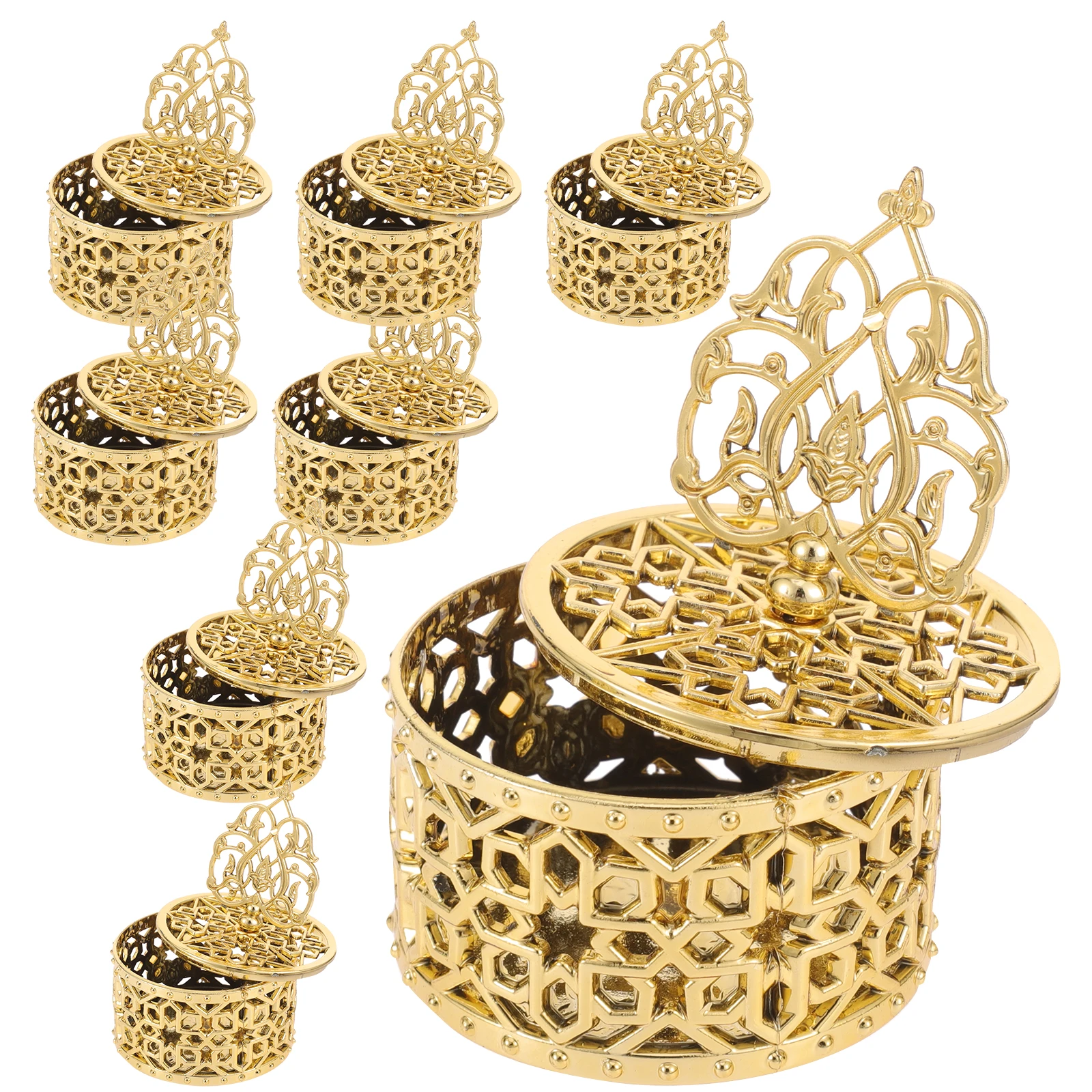 

12pcs Incense Burner Shaped Storage Boxes Gold Lace Design Party Favor Boxes y Jewelry Gifts Clear Plastic Containers