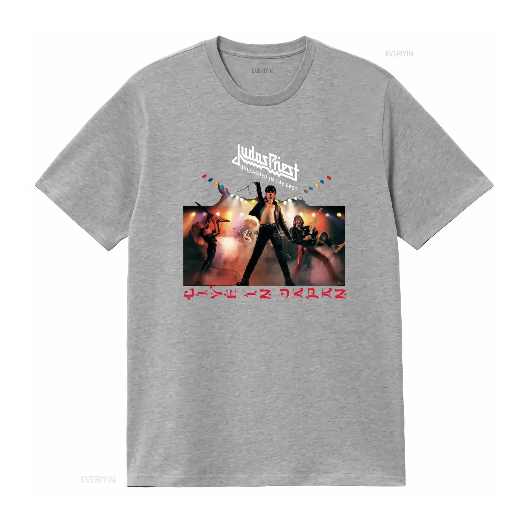 Baumwoll-T-Shirt Judas Priest Unleashed in the East Album Tee Ian Hill Rob Halford Vintage Vintage Washed Streetwear Unisex