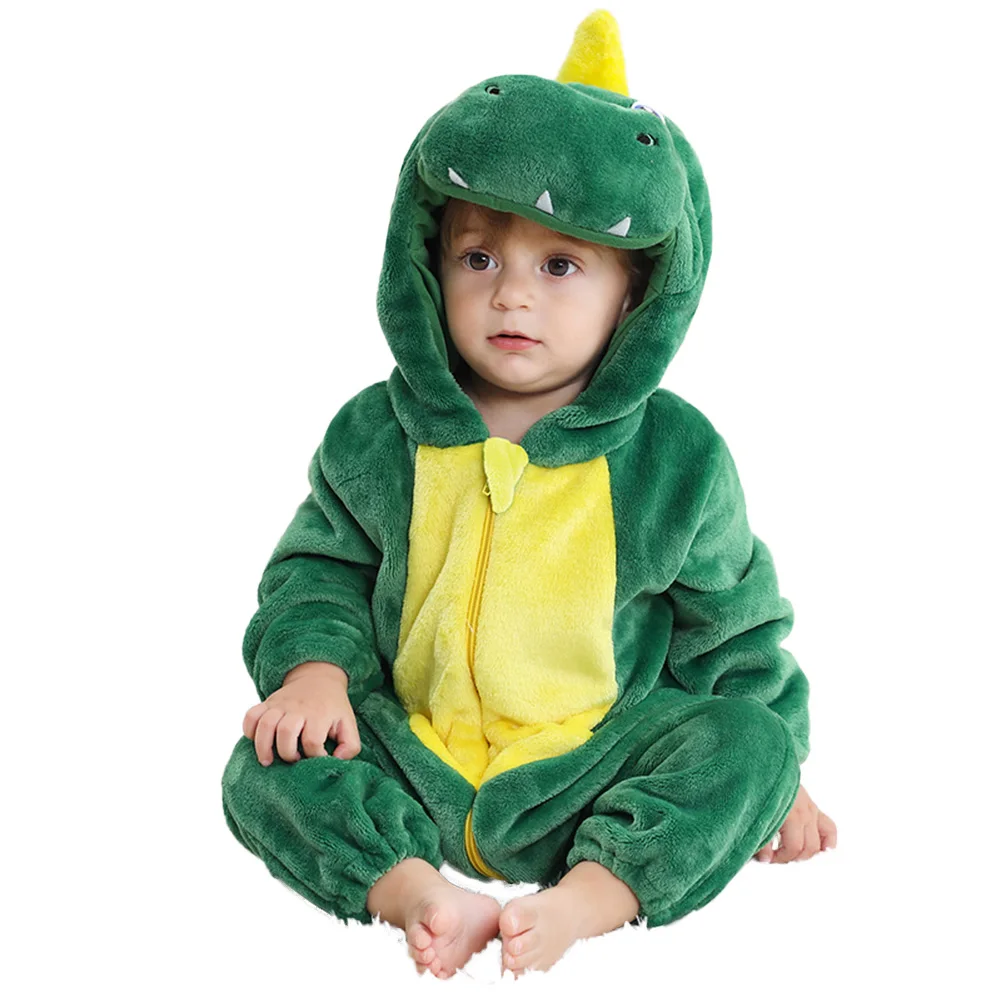 Cartoon Animal Costume Disguise Dinosaur Cosplay Kids Boys Fantasy Pajamas Flannel Home Clothes Hooded Winter Sleepwear Child