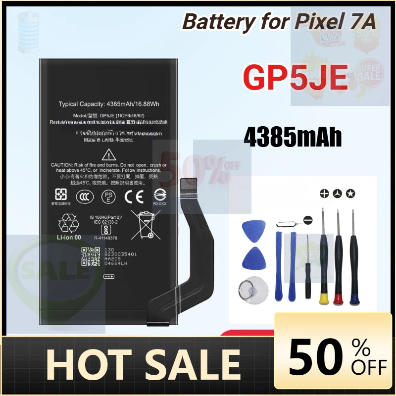 2026 New 4385mAh GP5JE Replacement Battery for Google Pixel 7A for HTC Pixel 7A 5G Mobile Phone Batteries Bateria 3.85V
