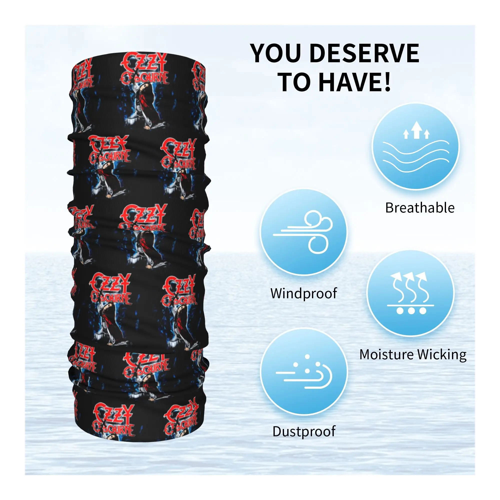 Ozzy Osbourne Merch Prince Of Darkness Bandana Pescoço Gaiter Impresso Envoltório Cachecol Ciclismo Cachecol Caminhadas Pesca Unissex Adulto Inverno