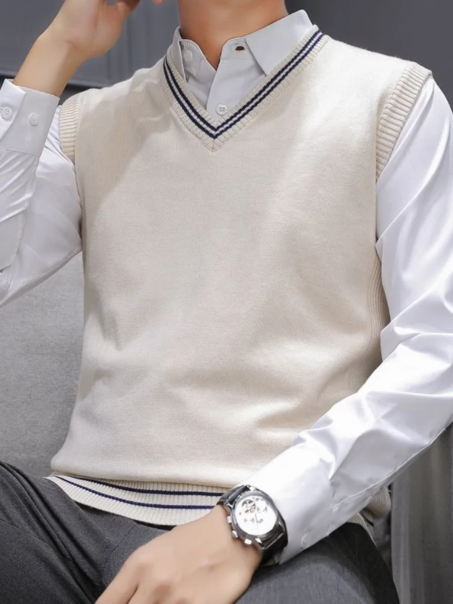 

Men's Slim Fit V-Ne Knitted Vest Svel Base irt Trendy Autumn New Korean Version Inner Wear Tank Top Casual Daily Wear