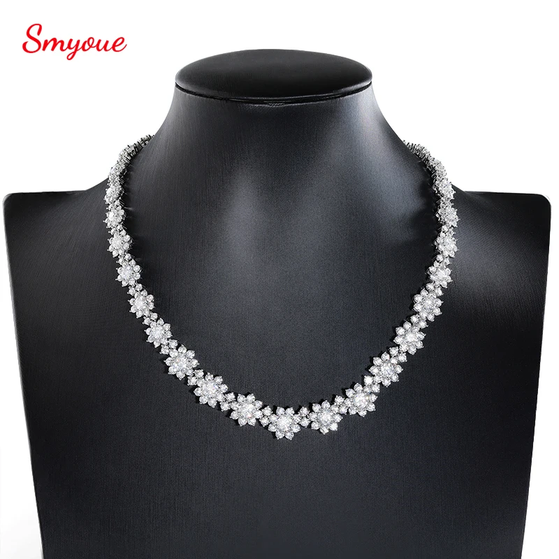 

Smyoue 100% D Color Gradient Moissanite Necklace for Women Sunflower Luxury Sparkling Full Diamond Pendant 925 Sterling Silver