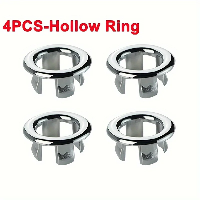 2/4Pcs Chrome Plated Plastic Sink Overflow Cap Round Basin Drain Cover Replacement Bathroom Kitchen Sink Accessories