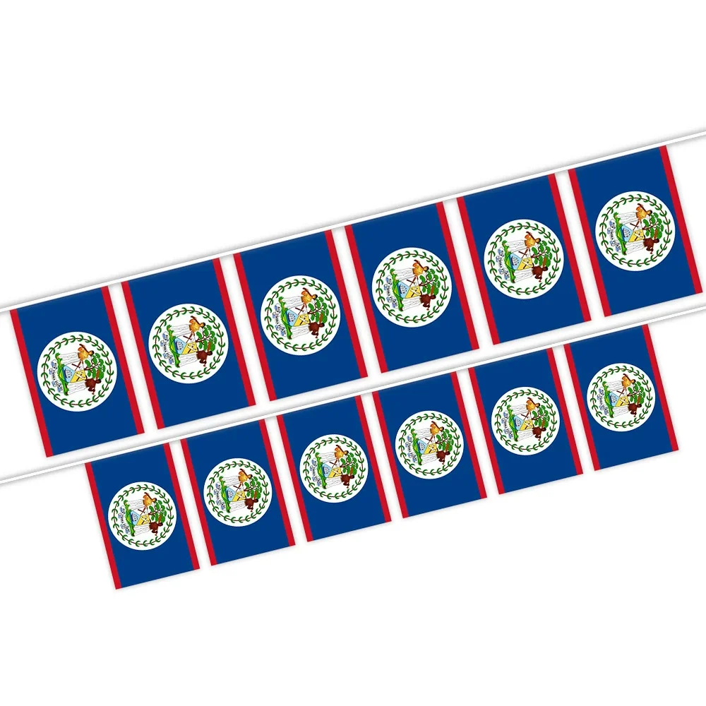 Флаг ТИКИ, 20 шт./лот, флаги с овсянкой Belize, 14x21 см, вымпел Belize, веревочный баннер, фестиваль, вечеринка, праздник для украшения