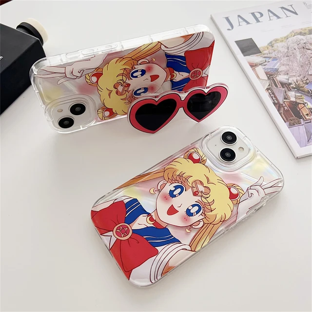 Cartoon Sailor Moon Girls Sunglasses Bracket Phone Case For iPhone 
