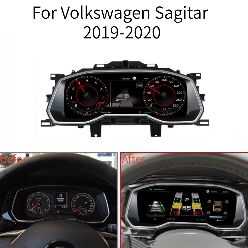 LCD Screen For Volkswagen Sagitar 2019-2020 Speedometer Car Digital Cluster Virtual Cockpit Dashboard Instrument Panel Carplay