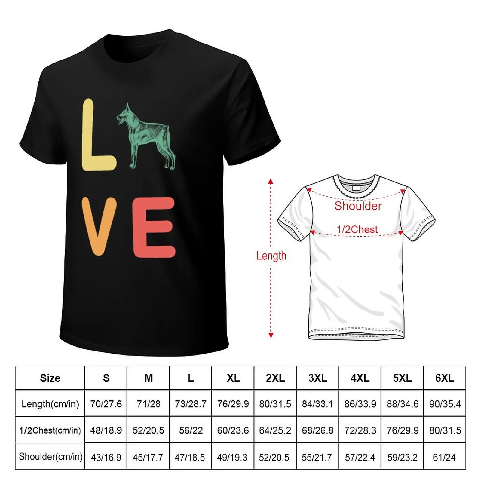 Love Doberman T-shirt oversizeds Short sleeve tee sublime korean fashion big and tall t shirts for men