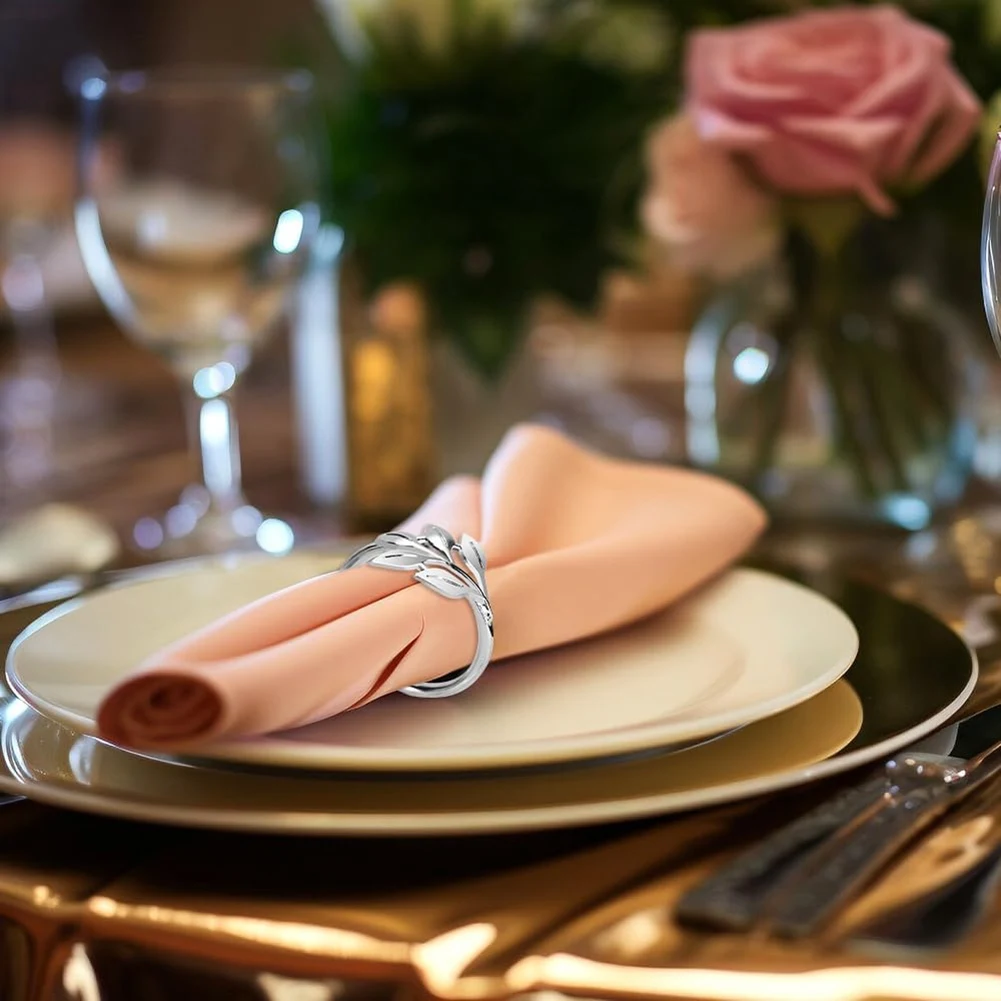 A76I-30Pcs Leaf Napkin Rings Set,Metal Napkin Ring Holders Buckles For Table Decorations,Napkin Holders For Cloth Napkins