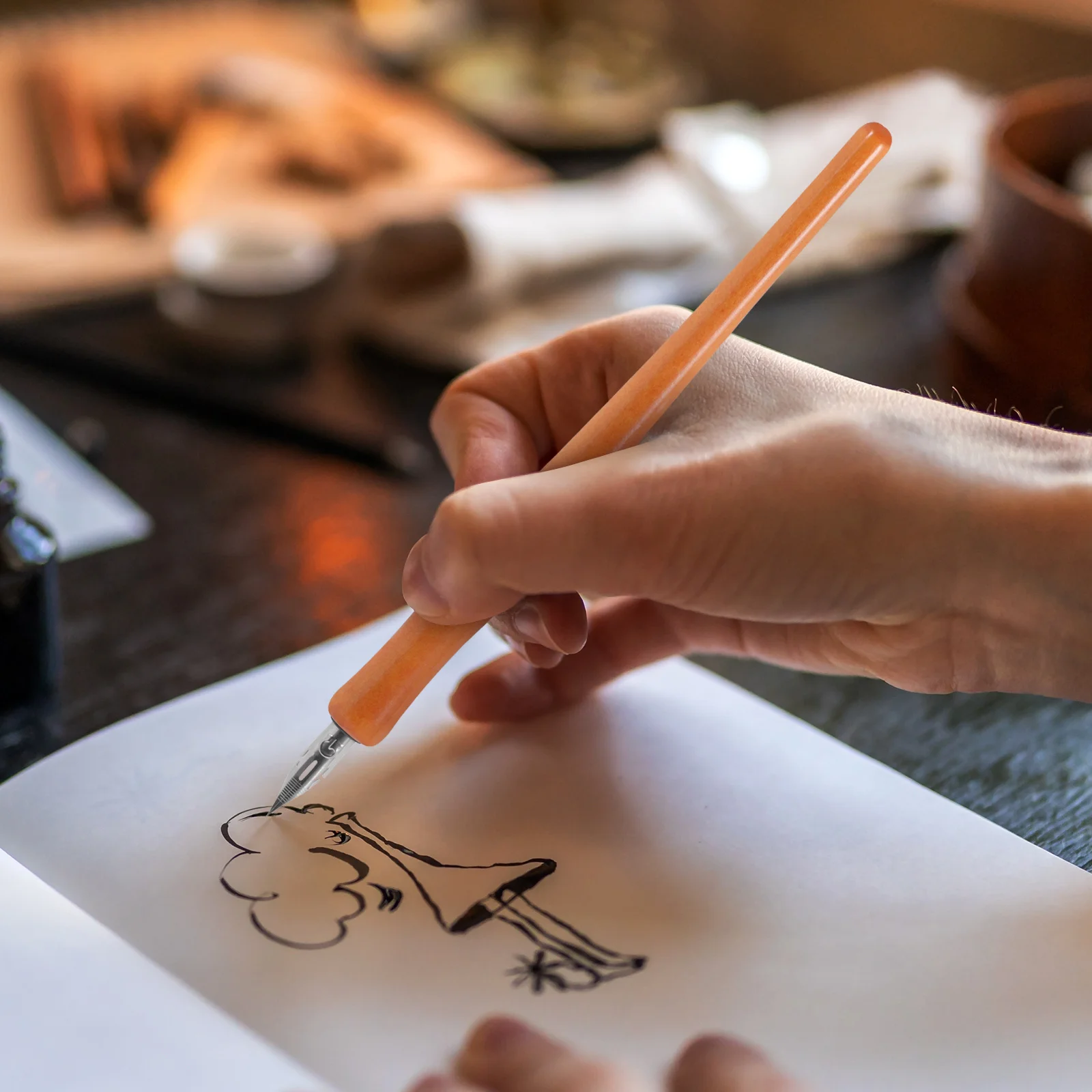 1 مجموعة خمر نمط خشب متين قلم الخط عازمة تلميح مجموعة تراجع المناقير ممارسة الرسم الكتابة مجموعة أقلام تراجع أقلام الخط أقلام