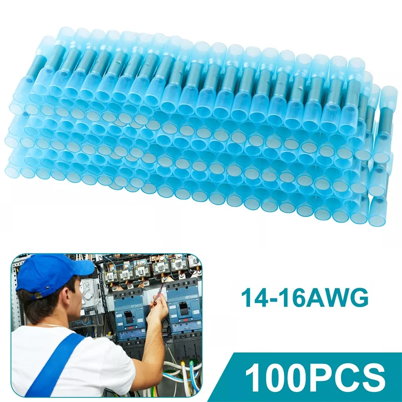 100Pcs/lot Assorted Fullly Insulated Heat Shrink Butt Splice Connectors Waterproof Crimp Terminals Soldering Sleeve Kit