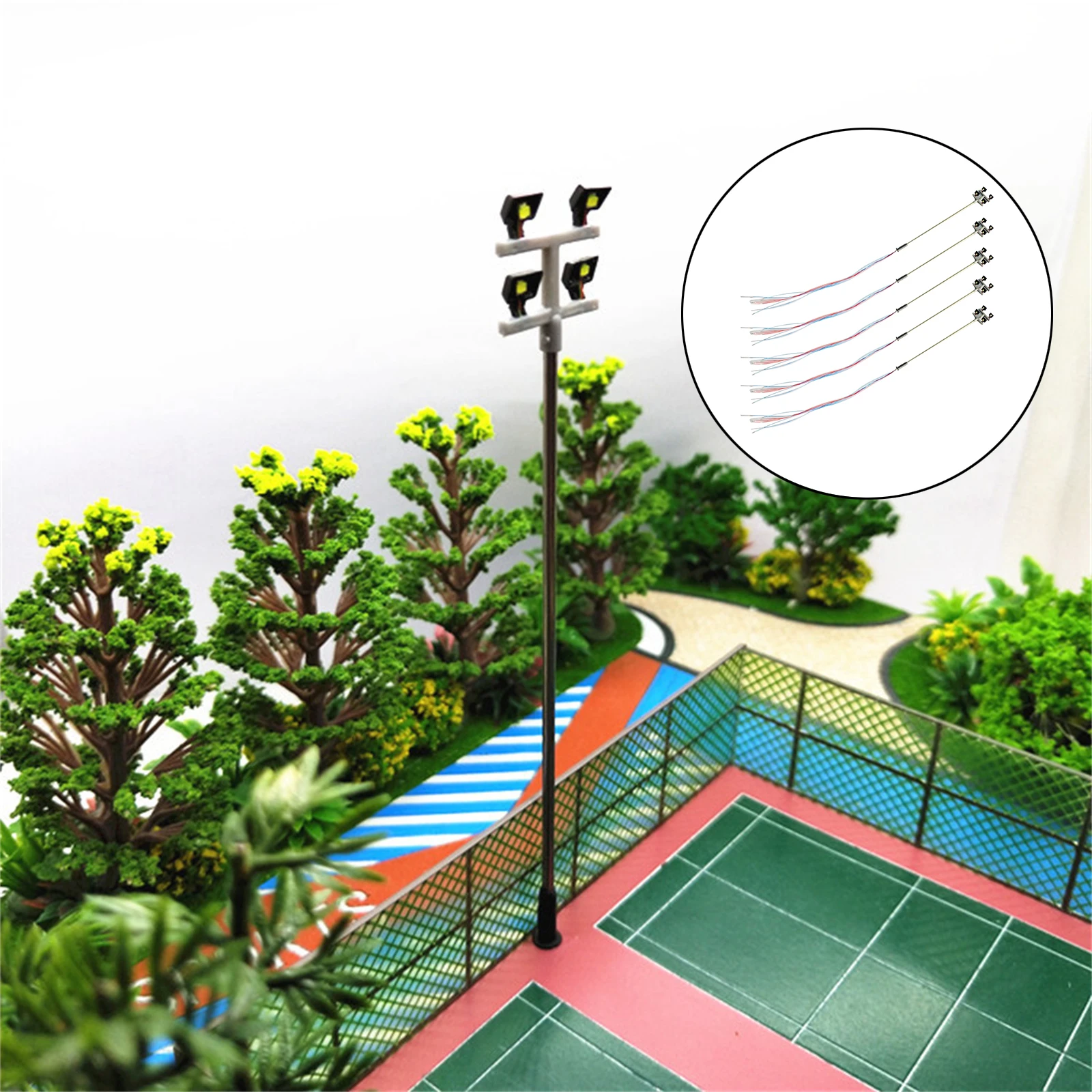 

5PCS 1:100 Model Railway 3V LED Lighting Tower Model Lights Layout Lamppost Train Building Playground Garden Scenery Accessories