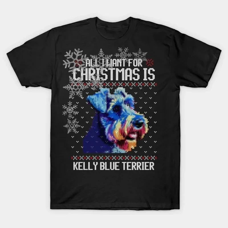 

Neon Kerry Blue Terrier Ugly Christmas Sweater Dog Lovers Gift T-Shirt New 100% Cotton O-Neck Short Sleeve Casual Mens T Shirt