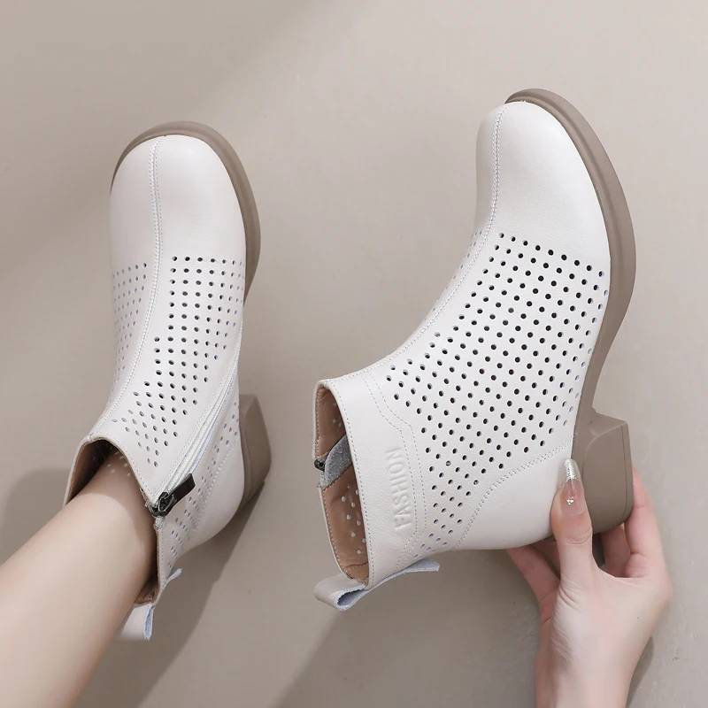 

Весенние ботинки 33-кода, женские ботинки Thi Bot, крутые ботинки из натуральной кожи с вырезами, универсальные милые ботинки на массивном каблуке...