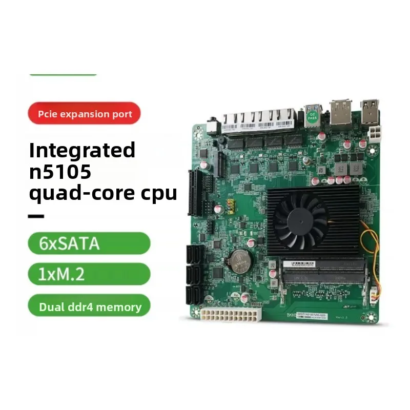 For N5105 NAS Main Board Itx Soft Routing 4 Network Port 2.5G Multi-disk Bit 6sata Computer Host 11th Generation