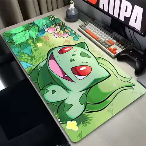 Anime Mouse Pad Computer Accessories Desk Mat P-pokemon Bulbasaur 900x400 Playmat Gaming Office Deskmat Mousepad Large Pc Carpet