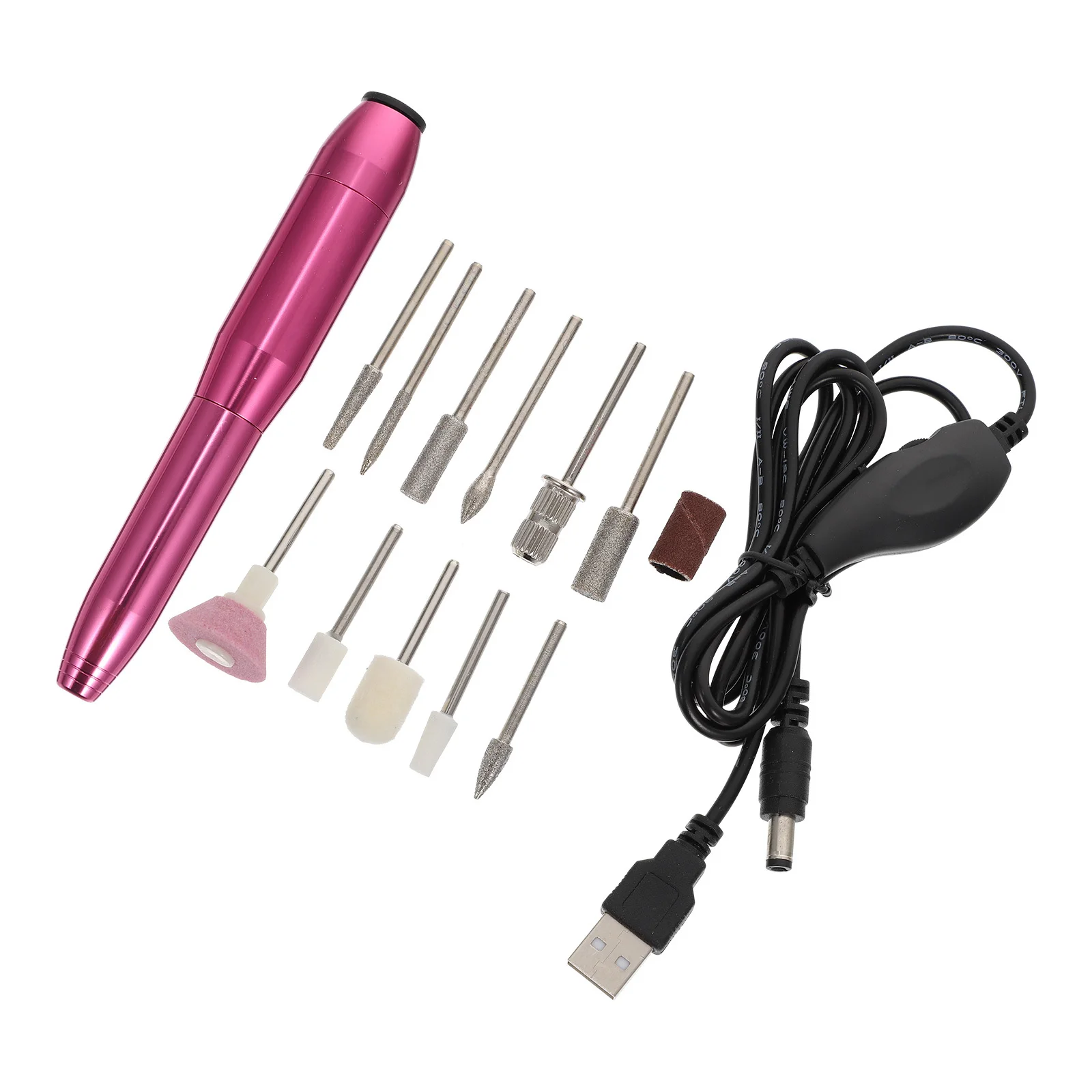 1Set Trapano Kit per manicure Penna per lima elettrica USB ricaricabile portatile per salone domestico Pedicure Trapano per unghie Lucidatura per unghie