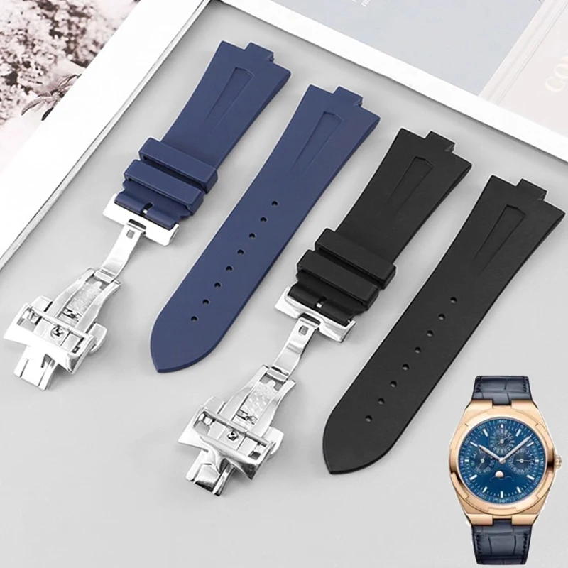 Bracelet de montre en caoutchouc pour Vacheron Constantin outre-mer VC 47450 VC 49020 bracelet 25MM-8MM bracelets de montre en Silicone de luxe pour hommes