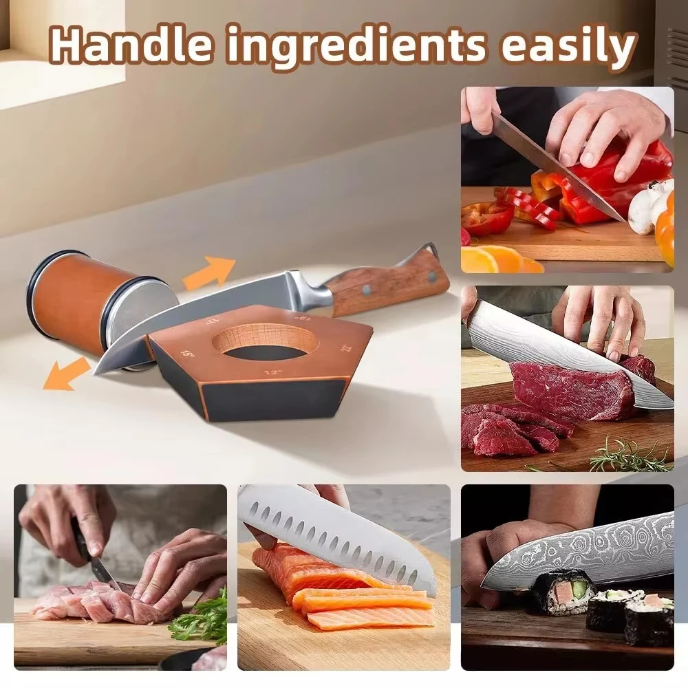 Precision Rotary Knife Sharpener 5 Angles 12-22° with Magnetic Base, Wood and Diamond 240-10000 #Kitchen