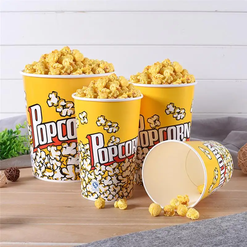 10pcs Popcorn Box Buckets Candy Movie Plastic Containers Kids Snack Supplies Favor Popcorn Bag Cups Paper Party Guests Gifts Box