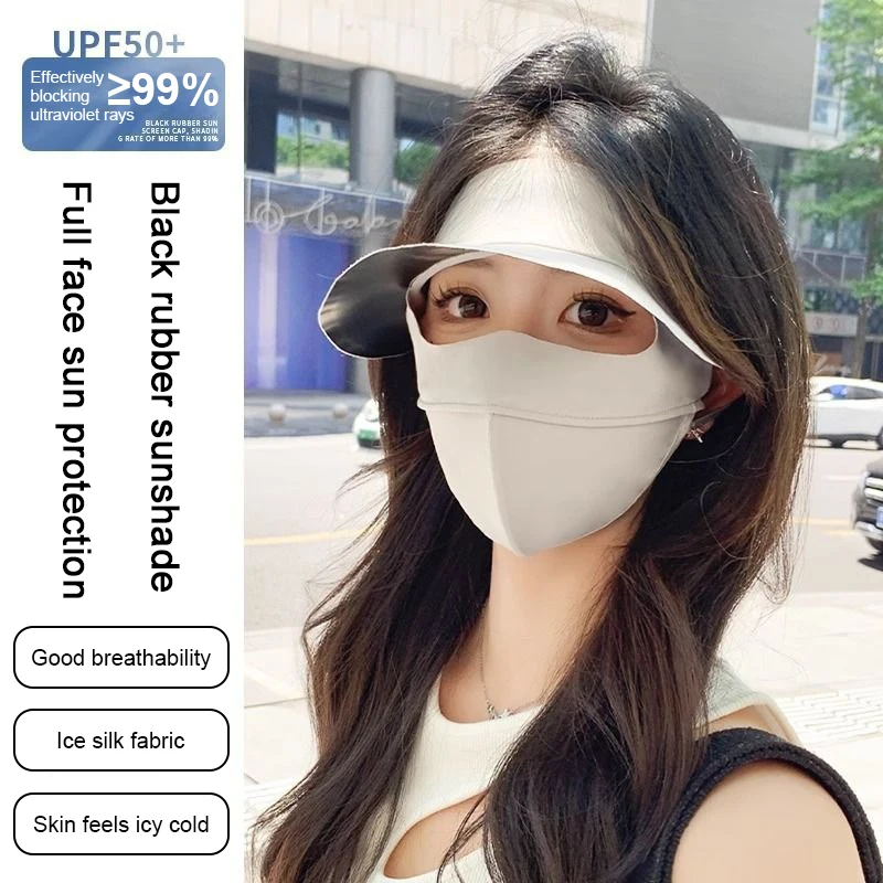 

Outdoor Sunscreen Mask Hat Brim One-Piece Vinyl Anti-Ultraviolet Facekini Mask Dust Shade Summer And Fall